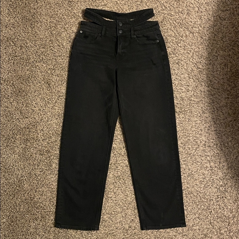 American Eagle super high rise baggy straight jean